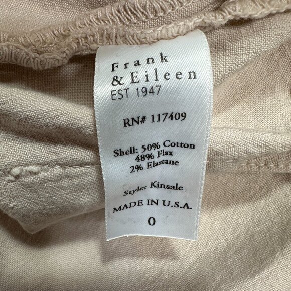 NWT Frank & Eileen Kinsale Blush Pink Cotton Blend Cropped Raw Hem Pants Sz 0 - Picture 14 of 14